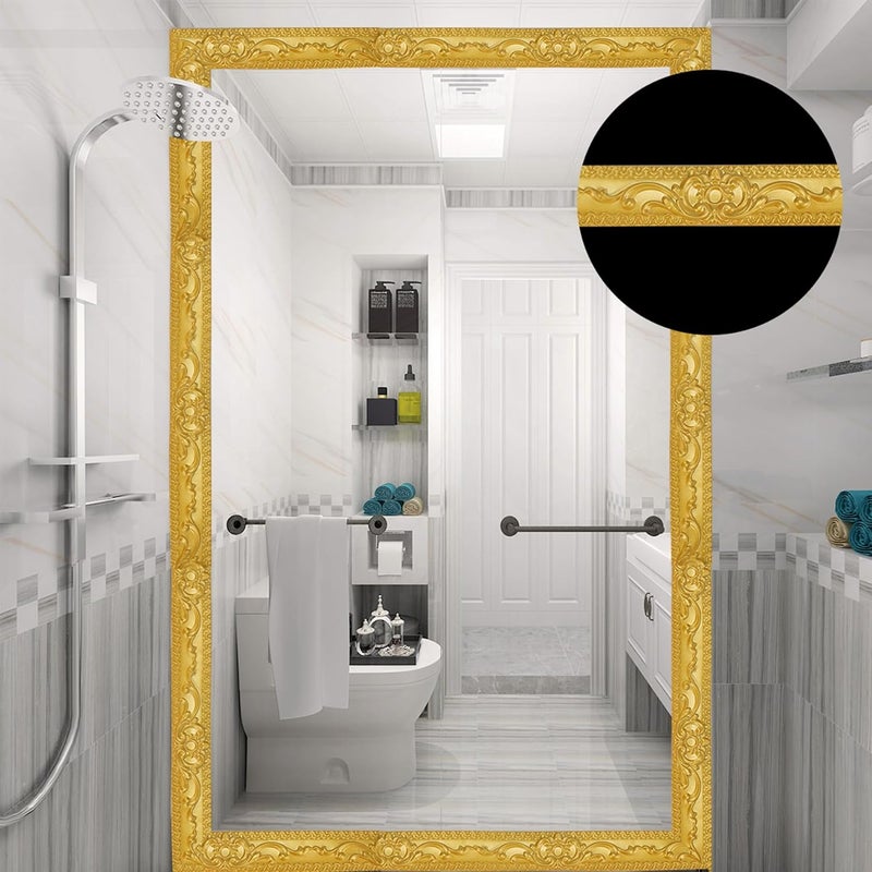 Leenevs Flexible Molding Trim Wall Trim, 16.4 Feet Self Adhesive Peel and Stick Molding Ceiling Molding, Cabinet Border, Mirror Frame Trim Wall Trim for Home Decor Wall Molding & Trim (Gold) - Image 5